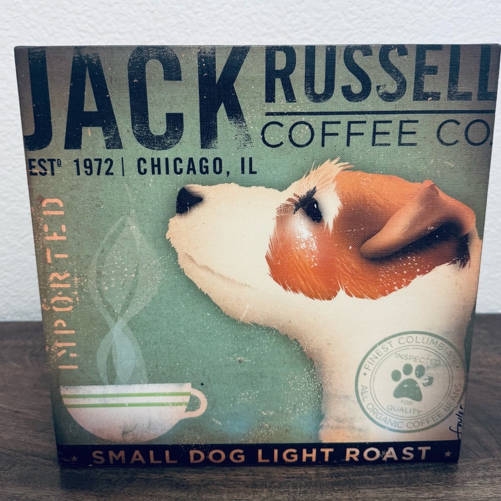 Jack Russell Terrier Dog Coffee Canvas Wall Art Decor